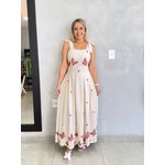 VESTIDO LINHO BORDADO BORBOLETA ROSA ALÇA