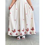 VESTIDO LINHO BORDADO BORBOLETA ROSA ALÇA