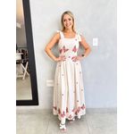 VESTIDO LINHO BORDADO BORBOLETA ROSA ALÇA