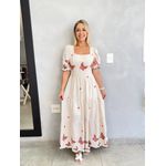 VESTIDO PRINCESA LINHO BORDADO BORBOLETA ROSA