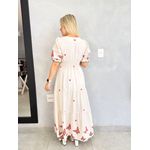 VESTIDO PRINCESA LINHO BORDADO BORBOLETA ROSA