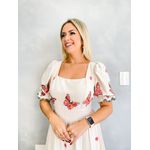 VESTIDO PRINCESA LINHO BORDADO BORBOLETA ROSA
