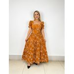 VESTIDO PRICESA TERRACOTA ESTAMPADO