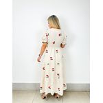 VESTIDO PRINCESA LINHO BORDADO EM CEREJA 