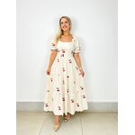 VESTIDO PRINCESA LINHO BORDADO EM CEREJA 