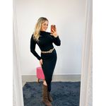 VESTIDO TRICO MANGA LONGA PRETO