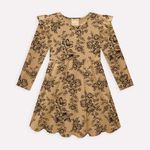 Vestido Ml Floral Camurça Milon Bege