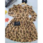 Vestido Ml Floral Camurça Milon Bege