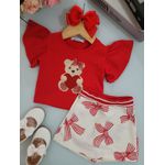 Conj Fem Ursinho Verm Trick Nick Vermelho