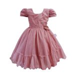 Vestido Rose Infantil Menina Festa Glitter Perolas Elegante Com Babado 