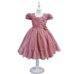 Vestido Rose Infantil Menina Festa Glitter Perolas Elegante Com Babado 