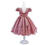 Vestido Rose Infantil Menina Festa Glitter Perolas Elegante Com Babado 