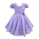 Vestido Lilás Infantil Menina Festa Glitter Perolas Elegante Com Babado 