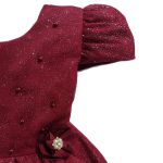 Vestido Marsala Infantil Menina Festa Glitter Perolas Elegante Com Babado 