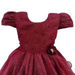 Vestido Marsala Infantil Menina Festa Glitter Perolas Elegante Com Babado 