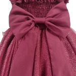 Vestido Marsala Infantil Menina Festa Glitter Perolas Elegante Com Babado 