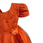 Vestido Laranja Infantil Menina Festa Glitter Perolas Elegante Com Babado
