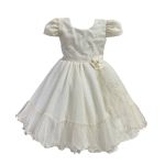 Vestido Champanhe Infantil Menina Festa Glitter Perolas Elegante Com Babado 