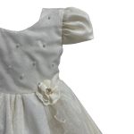 Vestido Champanhe Infantil Menina Festa Glitter Perolas Elegante Com Babado 