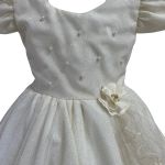 Vestido Champanhe Infantil Menina Festa Glitter Perolas Elegante Com Babado 