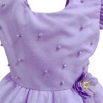 Vestido Lilás Infantil Menina Festa Glitter Perolas Elegante Com Babado 