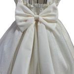 Vestido Champanhe Infantil Menina Festa Glitter Perolas Elegante Com Babado 