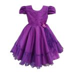 Vestido Roxo Infantil Menina Festa Glitter Perolas Elegante Com Babado 