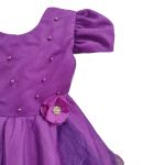 Vestido Roxo Infantil Menina Festa Glitter Perolas Elegante Com Babado 