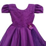 Vestido Roxo Infantil Menina Festa Glitter Perolas Elegante Com Babado 