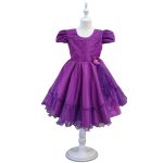 Vestido Roxo Infantil Menina Festa Glitter Perolas Elegante Com Babado 