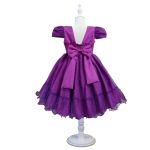 Vestido Roxo Infantil Menina Festa Glitter Perolas Elegante Com Babado 