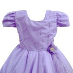 Vestido Lilás Infantil Menina Festa Glitter Perolas Elegante Com Babado 