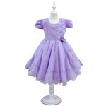 Vestido Lilás Infantil Menina Festa Glitter Perolas Elegante Com Babado 