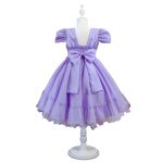 Vestido Lilás Infantil Menina Festa Glitter Perolas Elegante Com Babado 