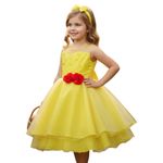 Vestido Infantil Juvenil Bela Fera Fantasia Aniversário Com Luva 