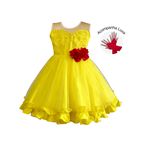 Vestido Infantil Juvenil Bela Fera Fantasia Aniversário Com Luva 