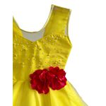 Vestido Infantil Juvenil Bela Fera Fantasia Aniversário Com Luva 