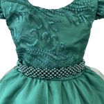 Vestido Infantil Verde Festa Bordado Com Cinto De Pérola E Strass 