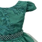 Vestido Infantil Verde Festa Bordado Com Cinto De Pérola E Strass 