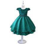 Vestido Infantil Verde Festa Bordado Com Cinto De Pérola E Strass 