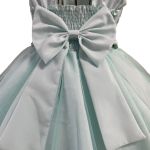 Vestido Infantil Verde Bebe Bordado Com Cinto De Pérola E Strass 