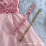 Vestido Infantil Rosa Bebe Festa Bordado Com Cinto De Pérola E Strass 