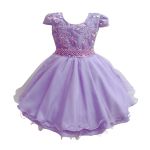 Vestido Infantil Lilás Festa Bordado Com Cinto De Pérola E Strass 