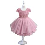 Vestido Infantil Rosa Bebe Festa Bordado Com Cinto De Pérola E Strass 
