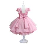 Vestido Infantil Rosa Bebe Festa Bordado Com Cinto De Pérola E Strass 