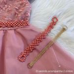 Vestido Infantil Rose Festa Bordado Com Cinto De Pérola E Strass
