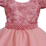 Vestido Infantil Rose Festa Bordado Com Cinto De Pérola E Strass