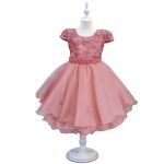 Vestido Infantil Rose Festa Bordado Com Cinto De Pérola E Strass