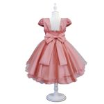 Vestido Infantil Rose Festa Bordado Com Cinto De Pérola E Strass