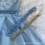 Vestido Infantil Azul Bebe Festa Bordado Com Cinto De Pérola E Strass 